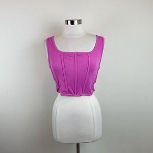 Sincerely Jules Solid Pink Ribbed Summer Cute Top Women Large